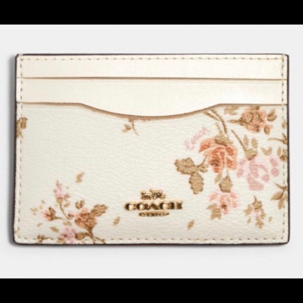 Coach Card Case In Rose Bouquet